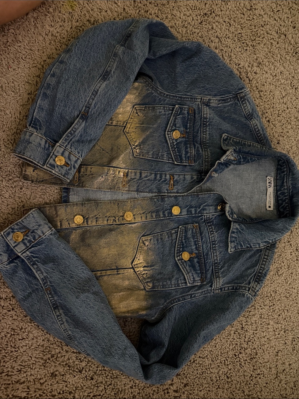 Zara Kids Medium Blue Denim Jacket with Gold Buttons